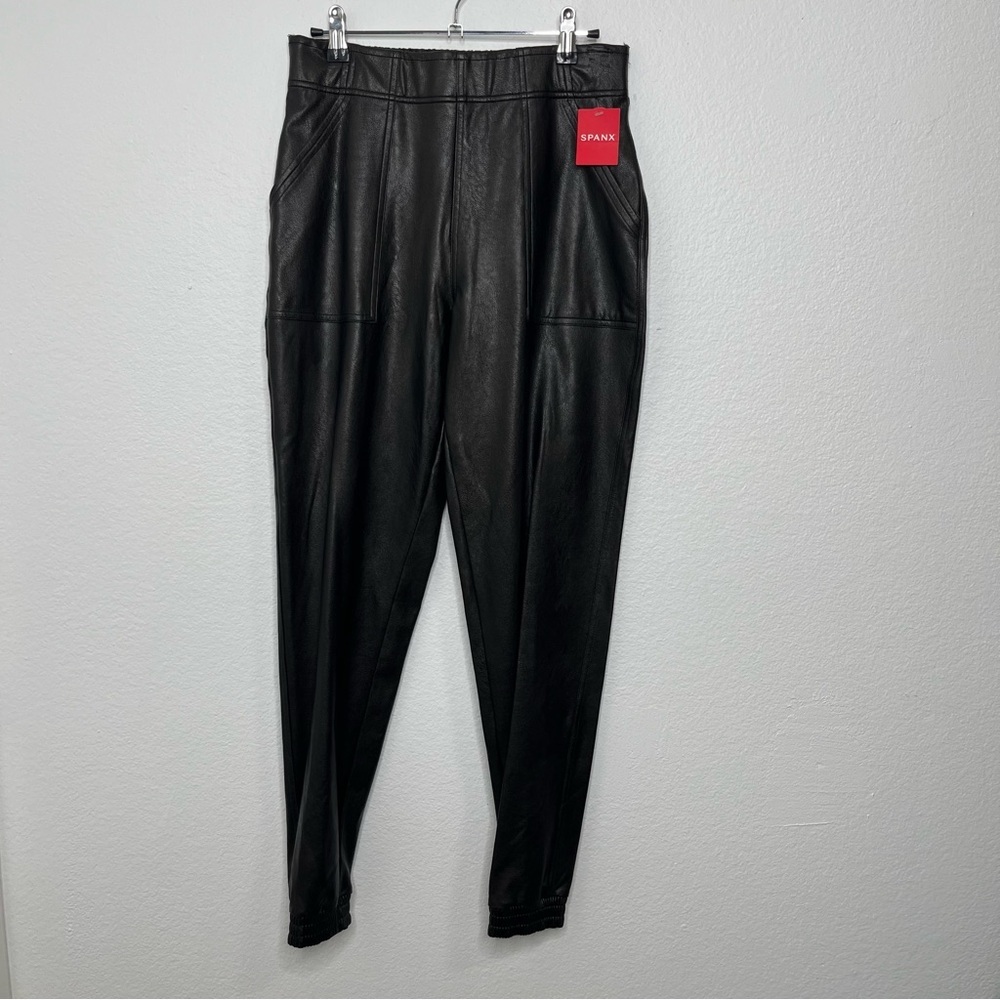 SPANX Faux Leather Jogger Pants Brown NWT Small - Picture 5 of 8